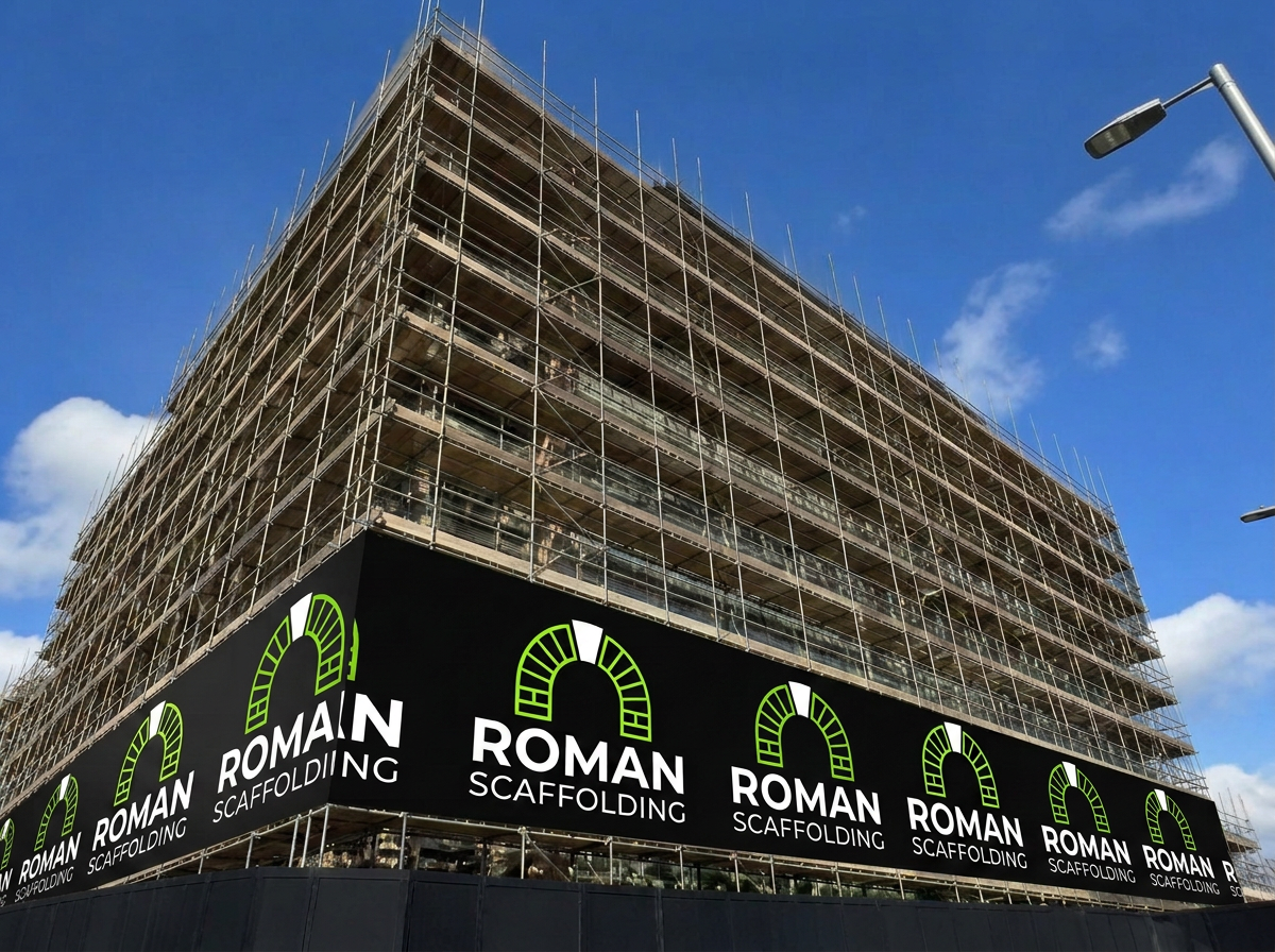 Full commercial wrap with tall scaffolding tower